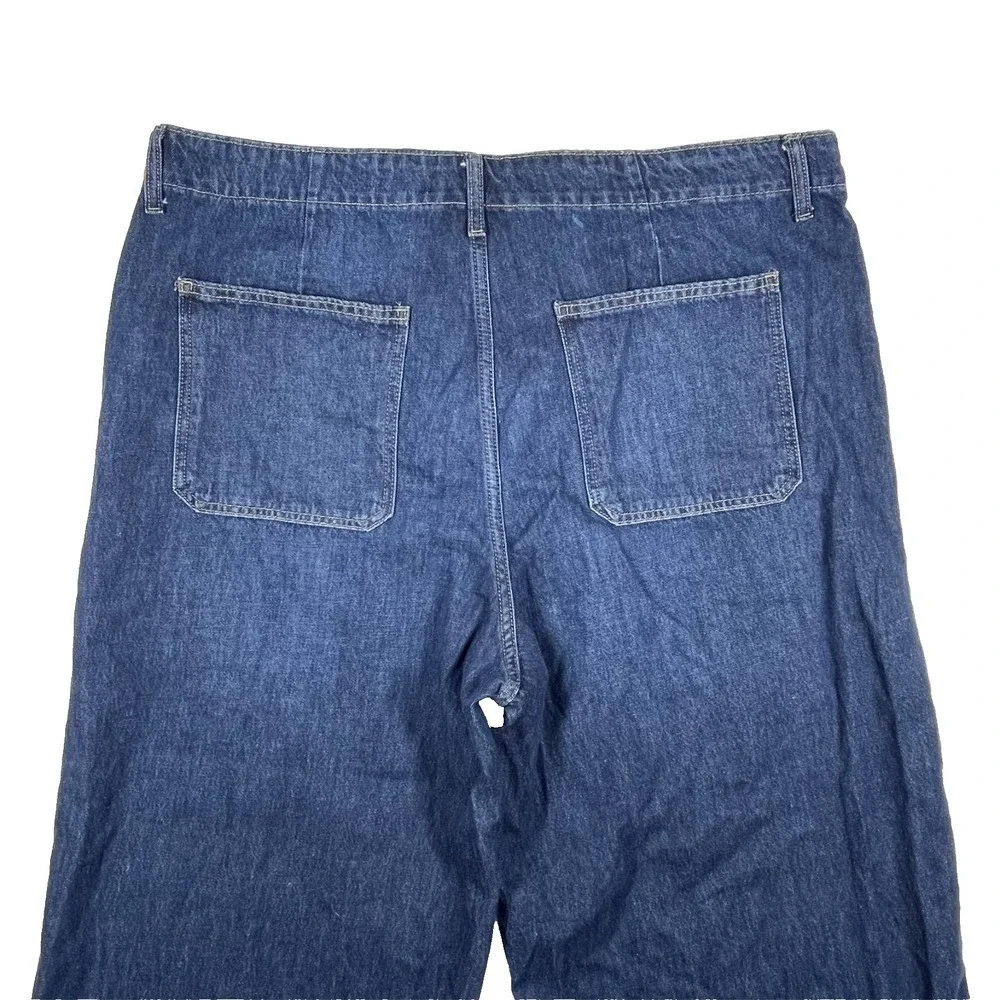 Old Navy Jeans Women 18 40x29 Blue High Rise‎ Baggy Wide Leg Drapey Patch Pocket